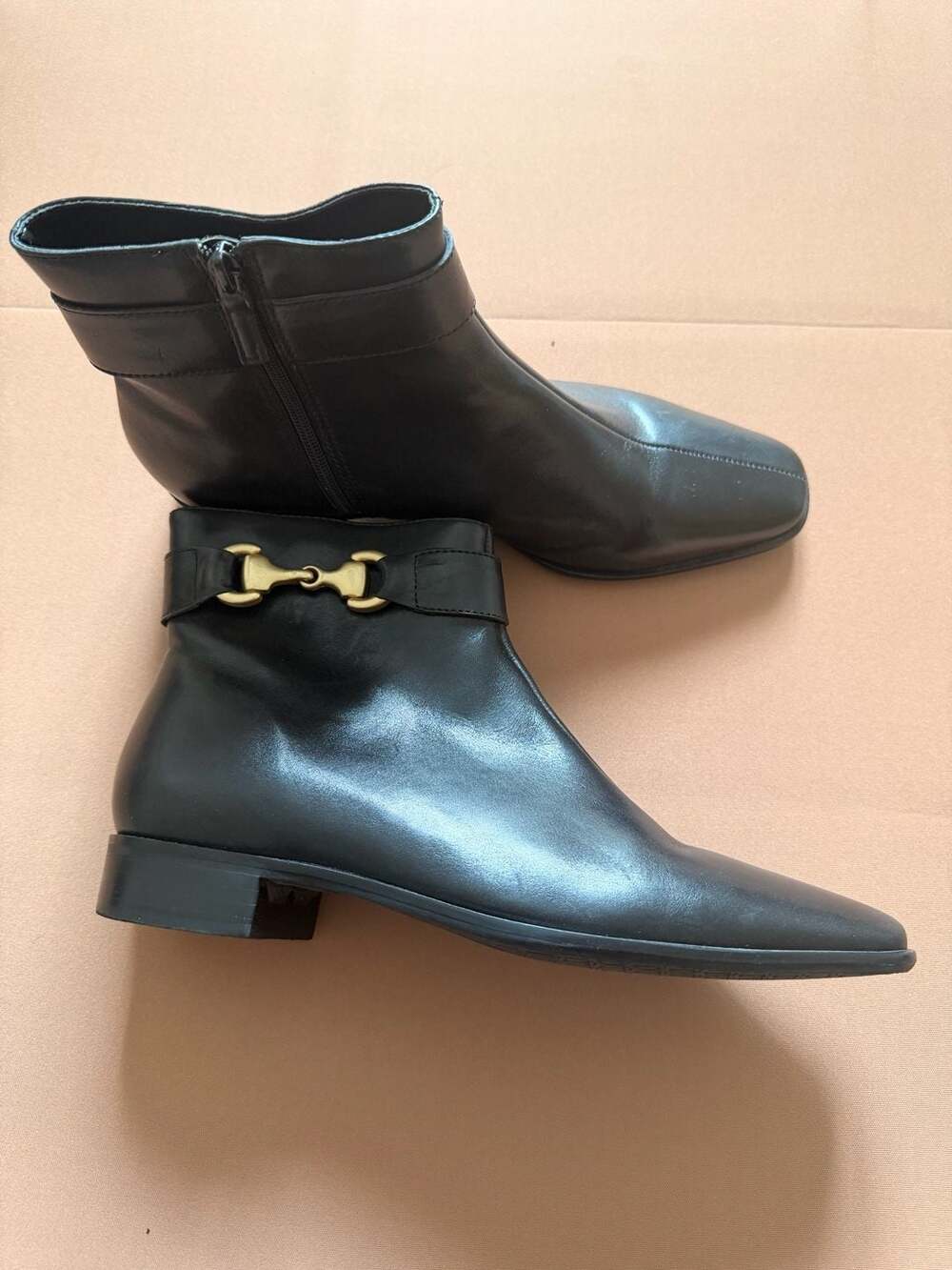 Talbots Black Leather Horsebit Ankle Boots Size 6B